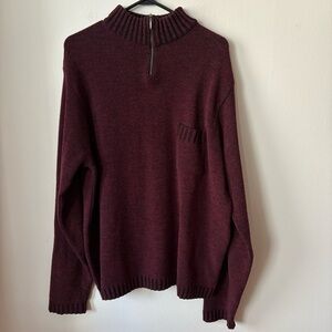 Burgundy Ribbed Turtleneck Sweater